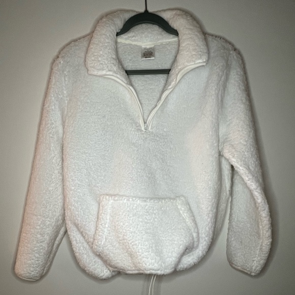 Serra Tops - Serra Sherpa Quarter Zip pullover with front pocket and adjustable waistband